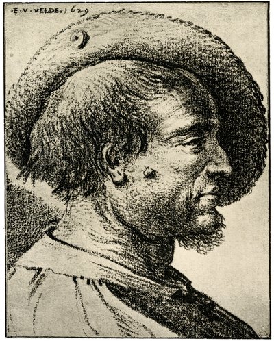 Manlig huvudstudie av Esaias van de Velde