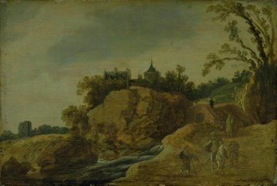 Stenigt landskap med ett slott av Esaias van de Velde
