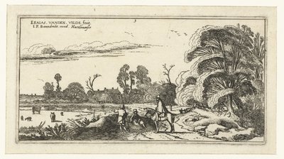 Ryttare och vandrare på en väg nära Lisse Landskap (serietitel) av Esaias van de Velde
