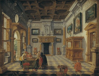 Överdådig renässansinteriör med Tric-Trac-spelare av Esaias van de Velde