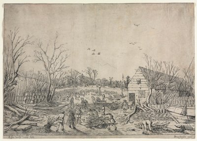 Den stora översvämningen den 10 januari 1624 (eller reparera den brutna vallen vid floden Lek av Vianen, 1624) av Esaias van de Velde