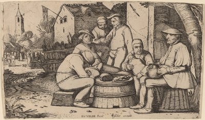 Bönder lunchar utomhus av Esaias van de Velde I
