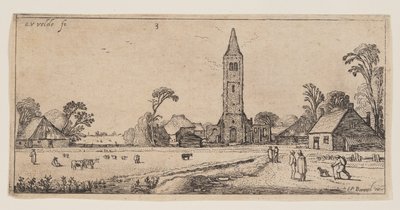Stig till höger som leder till en by, från Landscapes av Esaias van den Velde I