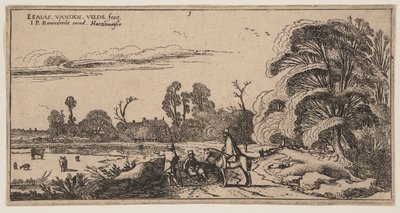 Vägen till höger om ett fält, från Landscapes av Esaias van den Velde I