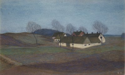 En själländsk bondgård (pastell) av Ester Almqvist