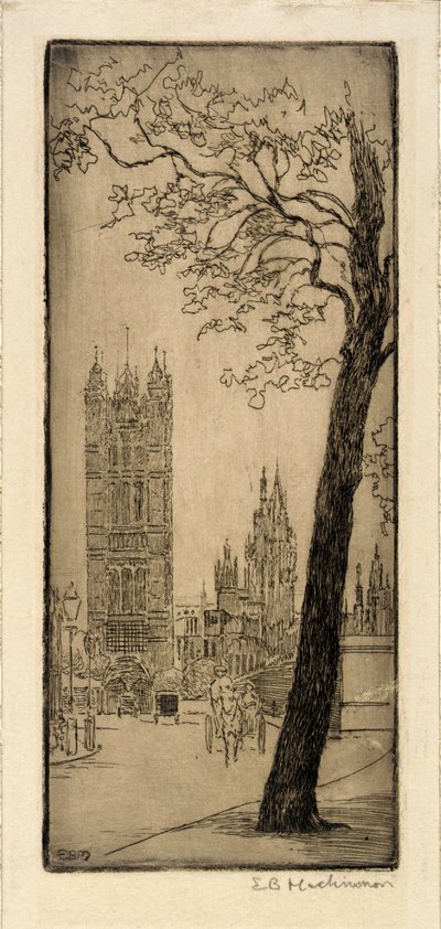London-scen med kyrka av Esther Blaikie MacKinnon