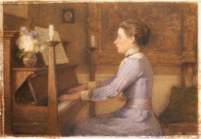 At the Piano (penna och akvarell på papper) av Esther H. Jones