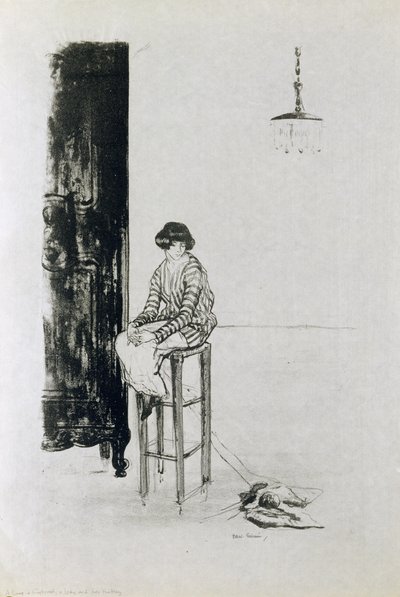 En dam och hennes stickning av Ethel Gabain