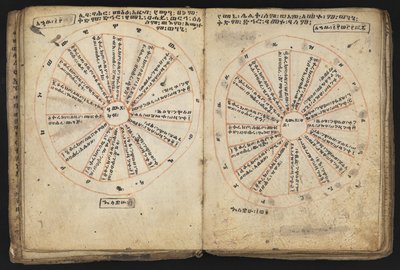 Eller 12034 f.18v & f.19r, Cycle of Kings (vellum) av Ethiopian School