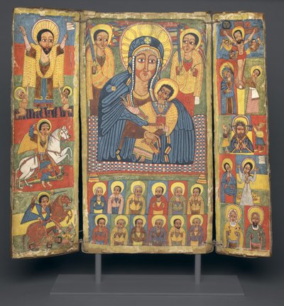 Triptykikon med central bild av jungfrun och barnet, 1682-99 av Ethiopian School