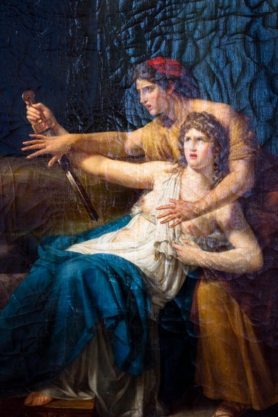 Oenone hindrar Phaedra från att begå självmord av Etienne-Barthelemy Garnier