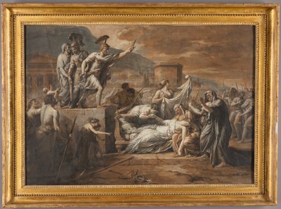 Horatius dödar sin syster Camilla efter Curiatiernas nederlag av Etienne Barthelemy Garnier