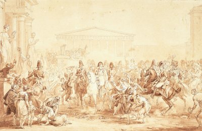 Kejsar Napoleon I:s ankomst med kejsarinnan Marie-Louise på Hotel de Ville, Paris, av Etienne Barthelemy Garnier