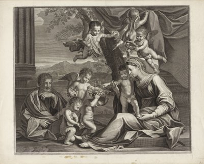 Helig familj med putti av Etienne Baudet (possibly)