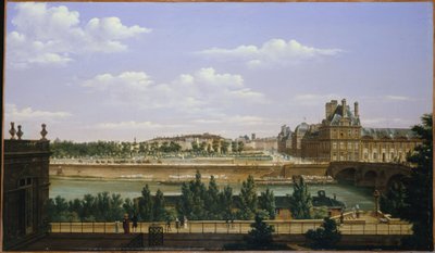 Tuileriernas trädgård och palats, sett från Quai d