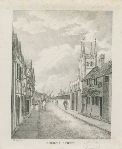 Tamworth - Church Street: litografi, nd [1796-1865] (tryck) av Etienne Bruno Hamel