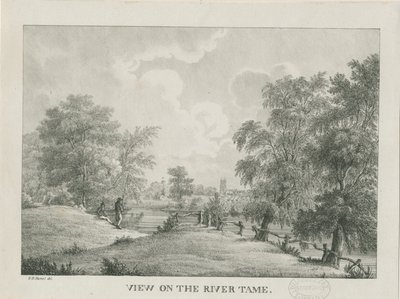 Tamworth - The River Tame: litografi, nd [1796-1865] av Etienne Bruno Hamel