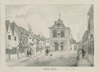 Tamworth - Rådhuset: litografi, nd [1796-1865] av Etienne Bruno Hamel