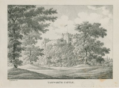 Tamworth Castle: zinkograf, nd [1796-1865] av Etienne Bruno Hamel