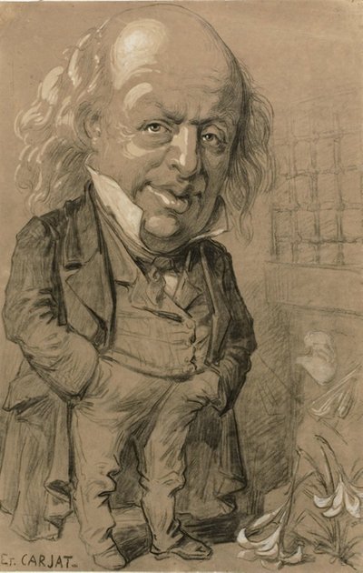 Karikatyrporträtt av Pierre-Jean de Beranger av Etienne Carjat