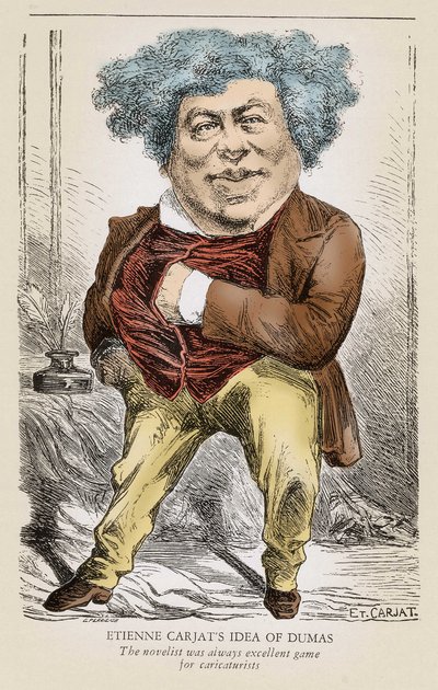 Porträtt av Alexandre DUMAS (1803-1870) far: karikatyr av Etienne Carjat. av Etienne Carjat
