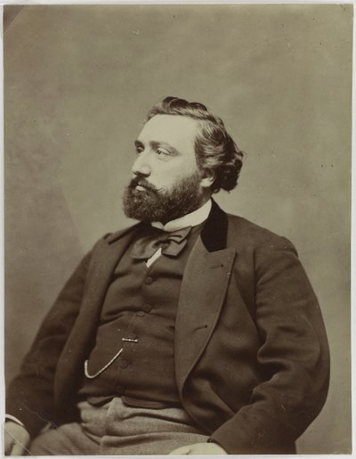 Porträtt av Frankrikes premiärminister Léon Gambetta 1838-1882. av Etienne Carjat