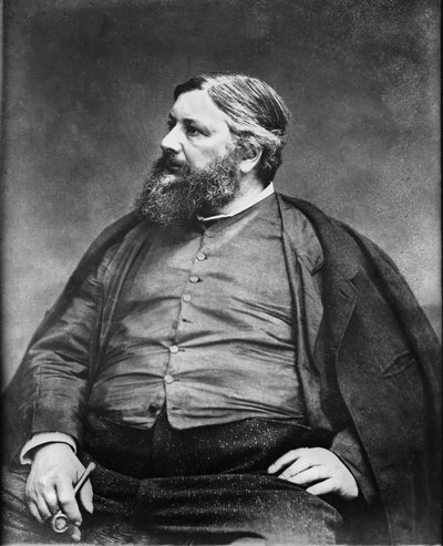 Porträtt av målaren Gustave Courbet av fotografen Etienne Carjat. Originaltryck, fond tillhörande den fotografiska verkstaden Roth  Cie. av Etienne Carjat