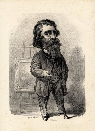 flygande löv - Illustration av Etienne Carjat (1826-1906): Konst - Målare, konstnärer, Diaz Narcisse Diaz de la Pena (1807-1876) av Etienne Carjat