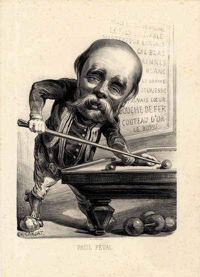 flygande löv - Illustration av Etienne Carjat (1826-1906): Biljard - Feval Paul (1816-1887) av Etienne Carjat