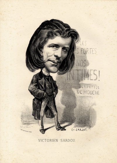 flygande löv - Illustration av Etienne Carjat (1826-1906): Litteratur - viktorianska Sardou (1831-1908) av Etienne Carjat