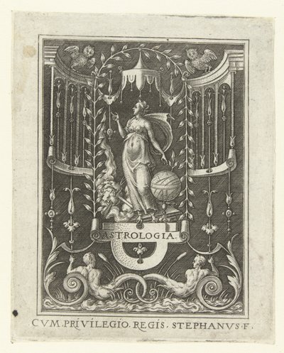 Astrologi ASTROLOGI. (titel på objekt) Fyra liberala konster, perspektivet och arkitekturen, representerade av kvinnor (senare version) (serietitel) av Etienne Delaune