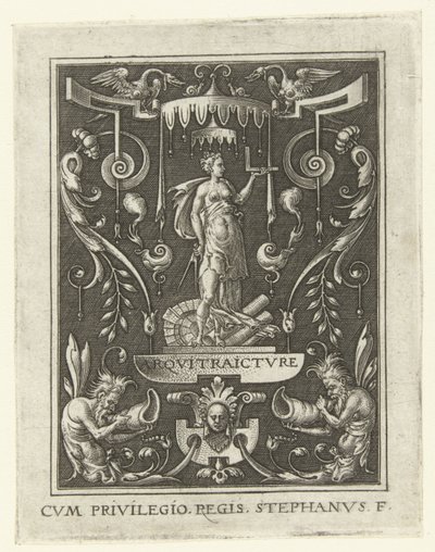 Geometri GEOMETRY (titel på objekt) Fyra liberala konster, perspektivet och arkitekturen, representerade av kvinnor (senare version) (serietitel) av Etienne Delaune