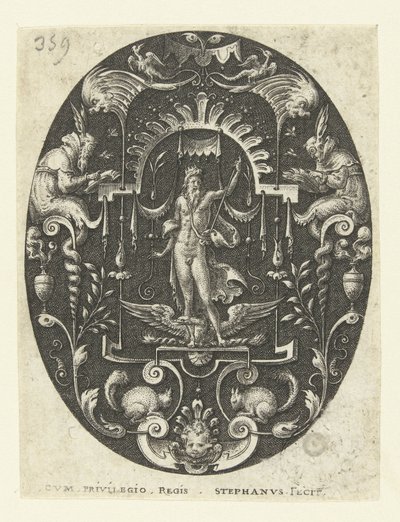 Jupiter med sin örn vid sina fötter Ovaler med gudar, omgivna av grotesker (serietitel) av Etienne Delaune