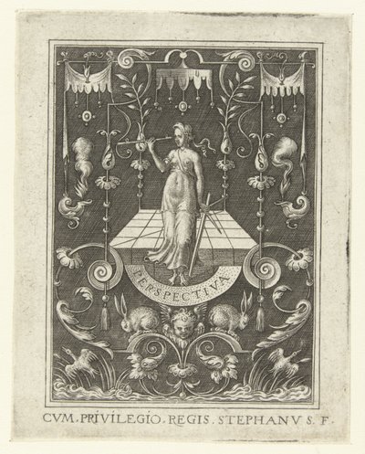 Perspektiv PERSPEKTIV (serietitel) Fyra liberala konster, perspektivet och arkitekturen, representerade av kvinnor (senare version) (serietitel) av Etienne Delaune