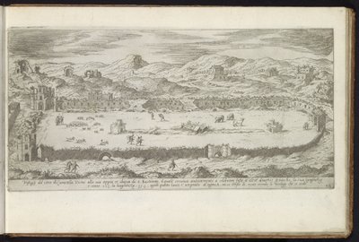 Circus of Maxentius i Rom Bouwwerken uit de oudheid (serietitel) Resterna av det antika Rom samlade och fotograferade i perspektiv av Stefano Du Perac Parisino (serietitel på objekt) av Etienne Duperac