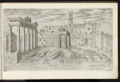 Forum Romanum i Rom Bouwwerken uit de oudheid (serietitel) Resterna av det antika Rom samlade och fotograferade i perspektiv av Stefano Du Perac Parisino (serietitel på objekt) av Etienne Duperac