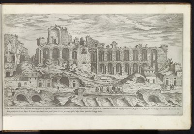 Palatijn i Rom Bouwwerken uit de oudheid (serietitel) Resterna av det antika Rom samlade och fotograferade i perspektiv av Stefano Du Perac Parisino (serietitel på objekt) av Etienne Duperac