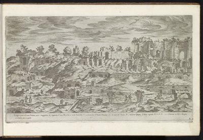 Palatijn i Rom Bouwwerken uit de oudheid (serietitel) Resterna av det antika Rom samlade och fotograferade i perspektiv av Stefano Du Perac Parisino (serietitel på objekt) av Etienne Duperac