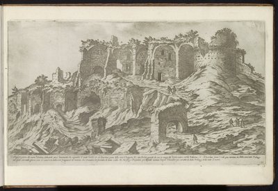 Palatijn i Rom Bouwwerken uit de oudheid (serietitel) Resterna av det antika Rom samlade och fotograferade i perspektiv av Stefano Du Perac Parisino (serietitel på objekt) av Etienne Duperac