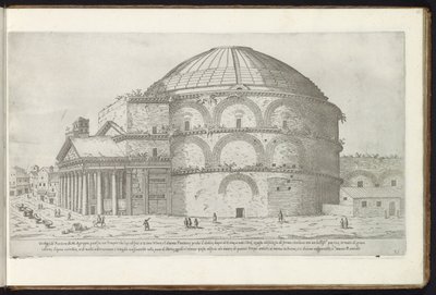 Pantheon i Rom Bouwwerken uit de oudheid (serietitel) Resterna av antiken i Rom samlade och porträtterade i perspektiv av Stefano Du Perac Parisino (serietitel på objekt) av Etienne Duperac