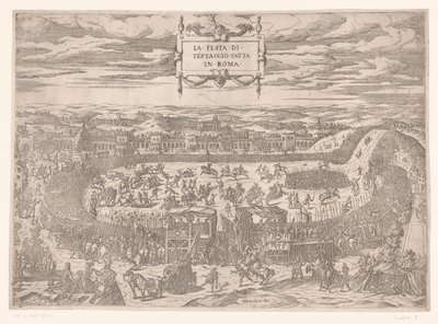 Påvlig fest på Testaccio i Rom 1534 La festa di Testaccio fatta in Roma (titel på objekt) av Etienne Duperac