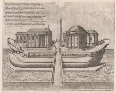 Mirror of Roman Magnificence: Temples on the Isle of Tiber, 1582., 1582. av Etienne Duperac