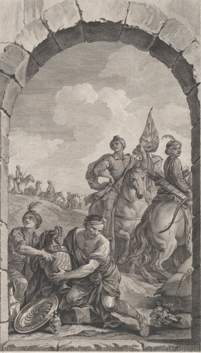 The Chapel of the Foundlings in Paris: The Suite of the Magi: Cavaliers, 1756. av Etienne Fessard
