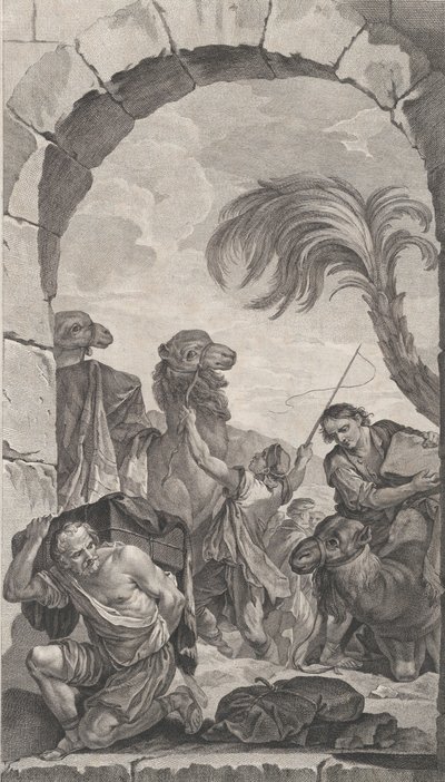 The Chapel of the Foundlings in Paris: The Suite of the Magi: Kamelförare och bärare..., 1756. av Etienne Fessard