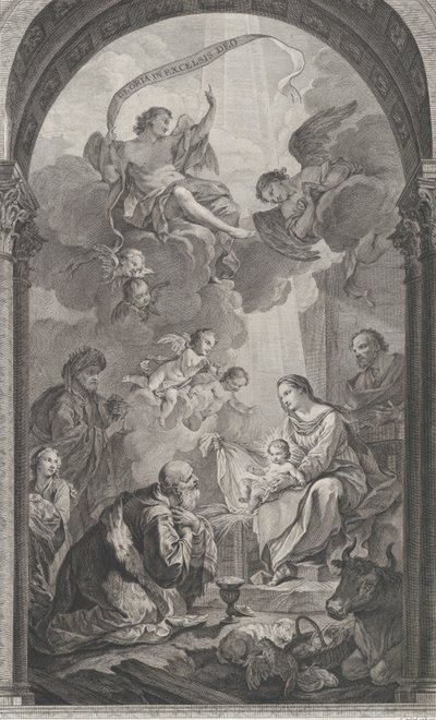 The Chapel of the Foundlings in Paris: Magi Gaspard and Melchior adoring the E..., 1752. av Etienne Fessard