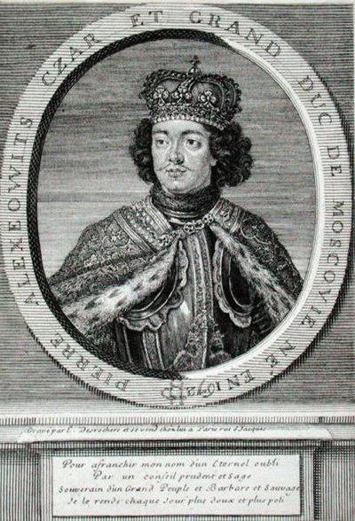 Peter I (1672-1725) (gravyr) av Etienne Jehandier Desrochers
