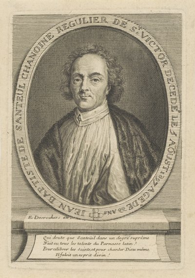 Porträtt av poeten Jean-Baptiste de Santeul 1630-1697, um 1700. av Etienne Jehandier Desrochers