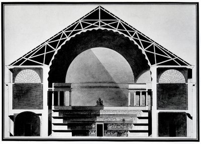 Design för Bibliotheque Royale de France (litho) av Etienne Louis Boullee