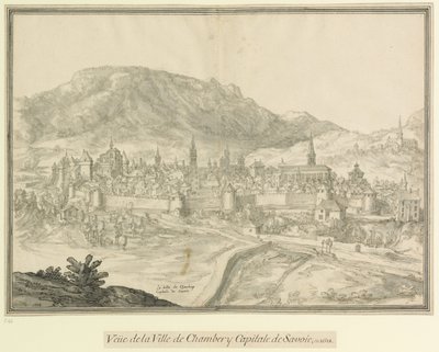 Staden Chambery  Savoyens huvudstad: Veüe de la Ville de Chambéry Savoyens huvudstad, år 1618 av Etienne Martellange