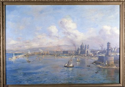 Joliette-bassängen och de nya hamnarna i Marseille Målning av Etienne Martin (1856-1945). Marseille akademi av Etienne Philippe Martin